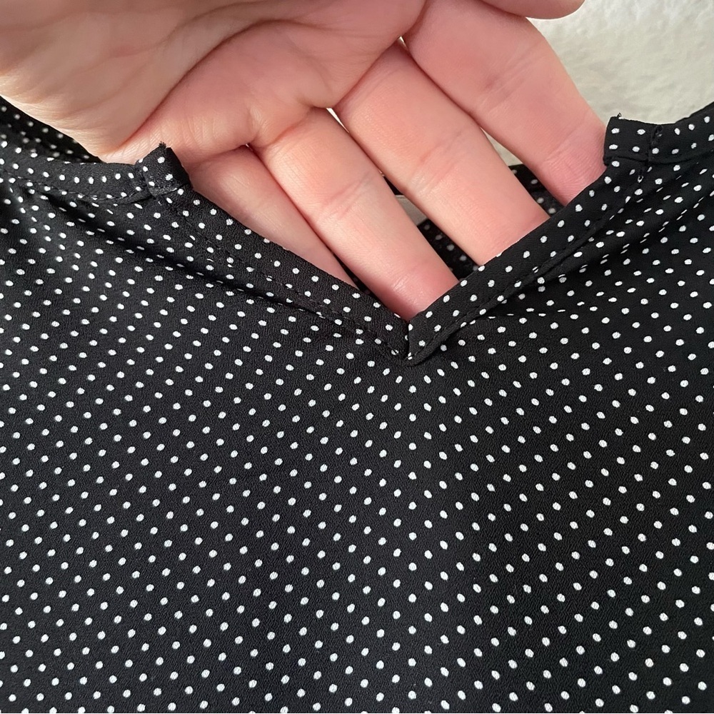 Counterparts Polka Dot Blouse Women’s S Black White Ruffle Corporate Office Chic - Picture 4 of 12